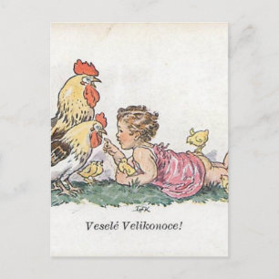 Cartes Pour Fêtes Annuelles Velikonoce vintage tchèque / slovaque de Pâques Ve