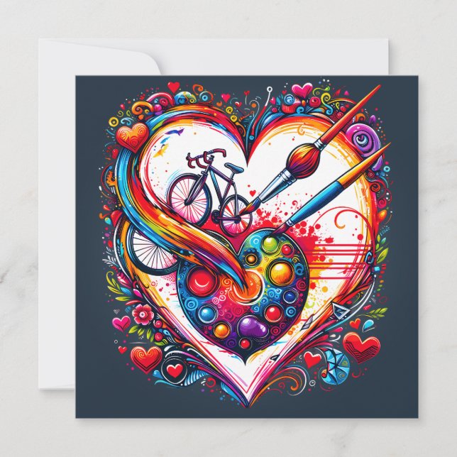 Cartes Pour Fêtes Annuelles Vélo Amour Cadeau de la Saint-Valentin (Devant)