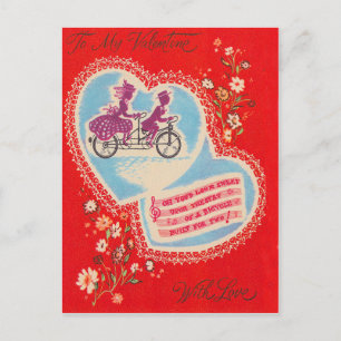 Cartes Pour Fêtes Annuelles Vélo en tandem cœur fleur Saint-Valentin