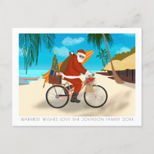 Cartes Pour Fêtes Annuelles Vélo Père Noël Tropical Island Summer Holiday