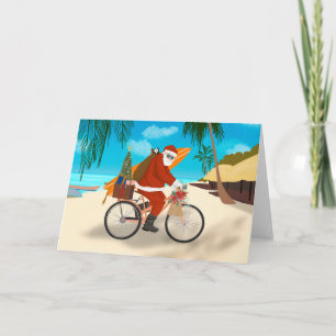 Cartes Pour Fêtes Annuelles Vélo Père Noël Tropical Island Summer Holiday