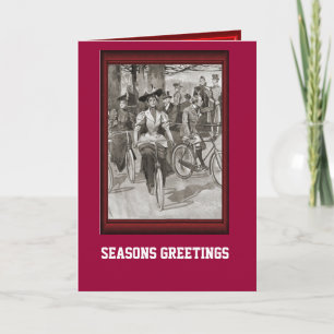 Cartes Pour Fêtes Annuelles Vélo vintage Dady sur un vélo