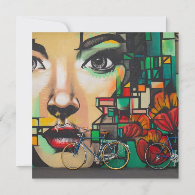 Cartes Pour Fêtes Annuelles Vélos sur le mur de Graffiti (Devant)