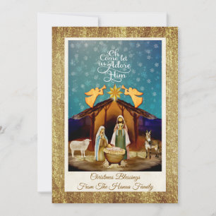 Cartes Pour Fêtes Annuelles "Venez, adorons-le" Nativité Noël