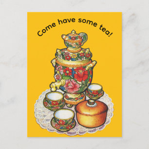 Cartes Pour Fêtes Annuelles Venez prendre un thé !