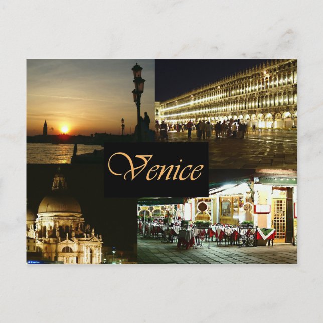 Cartes Pour Fêtes Annuelles Venice by Night (Devant)