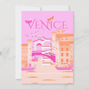 Cartes Pour Fêtes Annuelles Venice Travel Art, Italie, Travel Art, Rétro, Rose
