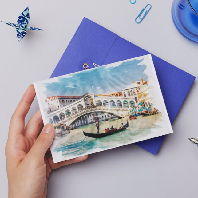 Cartes Pour Fêtes Annuelles Venise, Italie - Aquarelle (Venice Italy Watercolor Postcard)