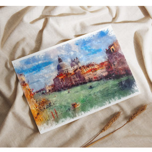 Cartes Pour Fêtes Annuelles Venise Italie aquarelleVoyage Art
