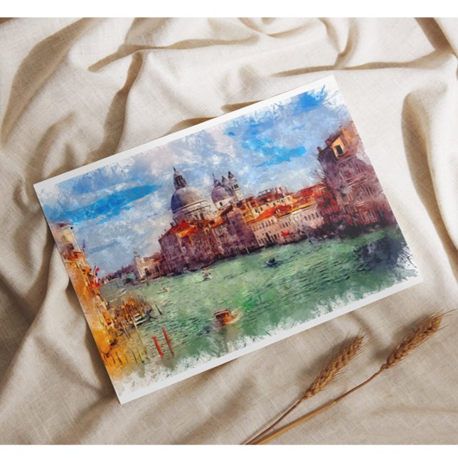 Cartes Pour Fêtes Annuelles Venise Italie aquarelleVoyage Art (Créateur téléchargé)