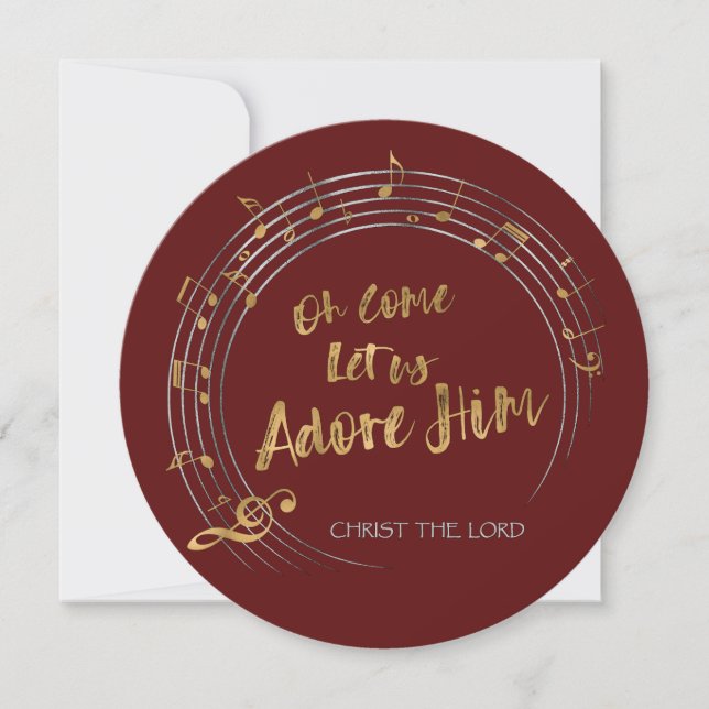 Cartes Pour Fêtes Annuelles VENONS NOUS L'ADORE Hymne de Noël Personnalisé (Devant)