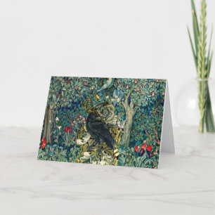 CARTES POUR FÊTES ANNUELLES VERDURE, ANIMAUX FORESTIERS, RAVÉS EN FLORAL VERT