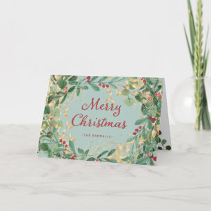 Cartes Pour Fêtes Annuelles Verdure dorée   Joyeux Noël