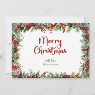 Cartes Pour Fêtes Annuelles Verdure festive classique à l'aquarelle sainte