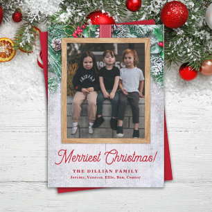 Cartes Pour Fêtes Annuelles Verdure rustique et bois photo de Noël