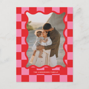 Cartes Pour Fêtes Annuelles Vérification de bord ondulé moderne photo minimale