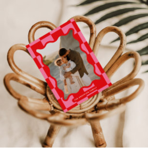 Cartes Pour Fêtes Annuelles Vérification de bord ondulé moderne photo minimale