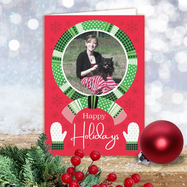 Cartes Pour Fêtes Annuelles Vérification de Buffalo vert Photo Happy  (Créateur téléchargé)