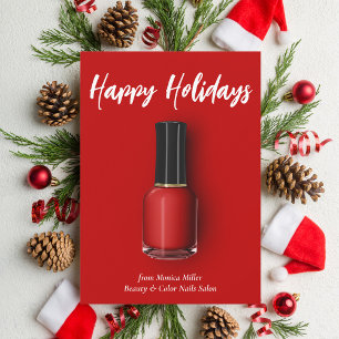 Cartes Pour Fêtes Annuelles Vernis à Ongles Rouge Joyeuses Fêtes Salon de Beau