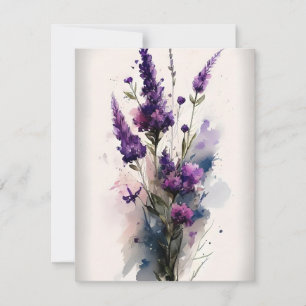 Cartes Pour Fêtes Annuelles Veronica Fleurs violettes En Aquarelles