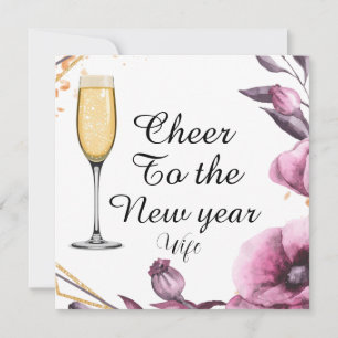 Cartes Pour Fêtes Annuelles Verre à champagne floral rose personnalisé avec ty