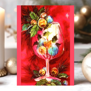 Cartes Pour Fêtes Annuelles Verre à vin de Noël élégant vintage avec bougie