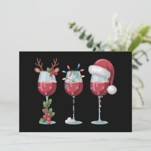 Cartes Pour Fêtes Annuelles Verre à vin de Noël Santa Saison des fêtes Boire