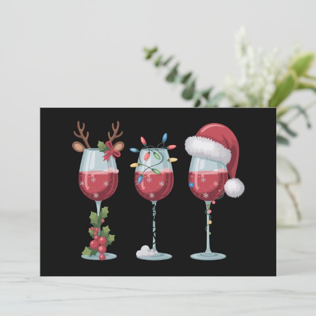 Cartes Pour Fêtes Annuelles Verre à vin Père Noël Noël Saison des fêtes Boire (Debout devant)