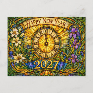 Cartes Pour Fêtes Annuelles Verre Coloré Fleuris Nouvel An 2027