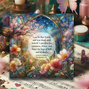 Cartes Pour Fêtes Annuelles Verre teinté aquarelle Verset de la Bible Pâques