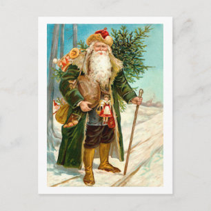 Cartes Pour Fêtes Annuelles Verre vert victorien Noël Père Noël