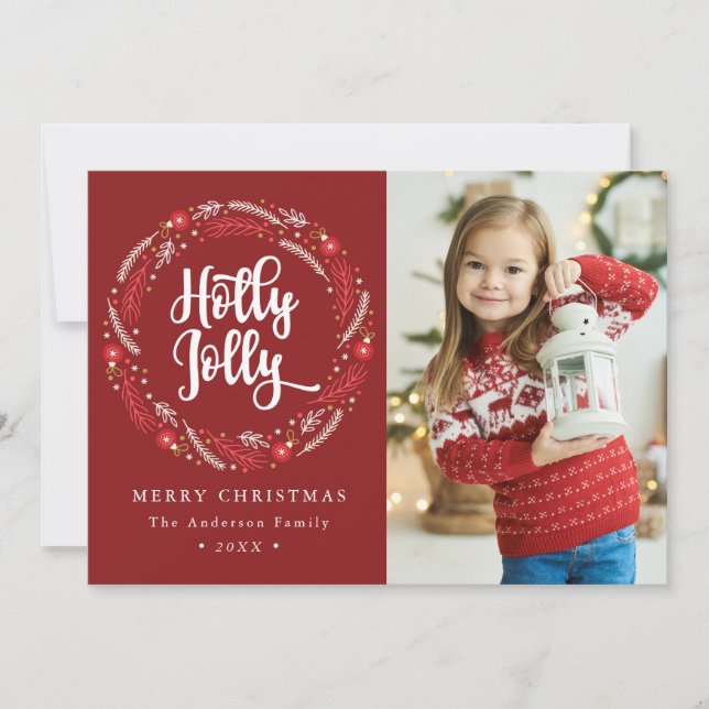 Cartes Pour Fêtes Annuelles Verrerie de Noël Ornement Holly Jolly Photo (Devant)