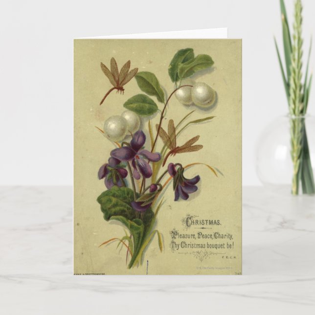Cartes Pour Fêtes Annuelles Vers 1881 : Snowberries et violets (Devant)