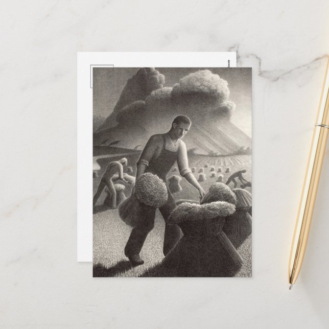 Cartes Pour Fêtes Annuelles Vers la tempête par Grant Wood (Devant/Arrière en situation)