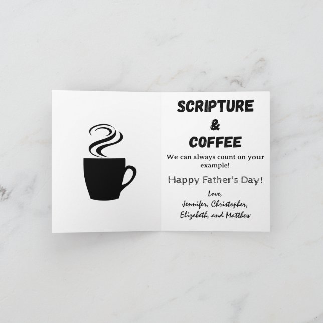 Cartes Pour Fêtes Annuelles Verset biblique de la fête des pères Café et Écrit (Intérieur)