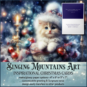Cartes Pour Fêtes Annuelles Verset biblique inspirant de Noël avec un chaton m