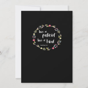 Cartes Pour Fêtes Annuelles Verset de la Bible chrétienne L'amour est patient