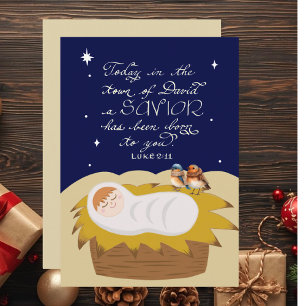 Cartes Pour Fêtes Annuelles Verset de la Bible de Noël Luc Personnalisé Modern
