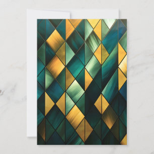 Cartes Pour Fêtes Annuelles Vert Abstrait doré géométrique