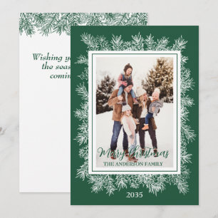 Cartes Pour Fêtes Annuelles Vert Botanique Vintage Cadre Chic Joyeux Noël