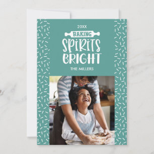Cartes Pour Fêtes Annuelles Vert clair Vacances Baking Spiritueux Photo