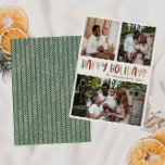 Cartes Pour Fêtes Annuelles Vert coloré Joyeux Joyeux Vacances Gras Trois Phot<br><div class="desc">Cette carte verte colorée joyeuse vacances audacieuse trois photos est parfaite pour votre accueil de vacances amusant, créatif et lumineux. C'est une police moderne unique et ludique en rouge, tan boho, et vert clair et foncé, pour une agréable sensation de saison. Si vous cherchez à égayer l'hiver sombre de vos...</div>