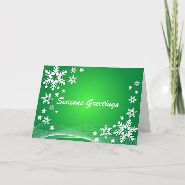 Cartes Pour Fêtes Annuelles Vert de création de flocon de neige (Devant)