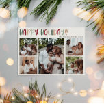 Cartes Pour Fêtes Annuelles Vert Décontracté coloré Joyeuses vacances Cinq pho<br><div class="desc">Cette décontractée carte de vacances cinq photos de vacances vertes et colorées est parfaite pour vos voeux de Noël ludiques, créatifs et lumineux. C'est une police moderne unique et ludique en rouge, tan boho, et vert clair et foncé, pour une agréable sensation de saison. Si vous cherchez à égayer l'hiver...</div>