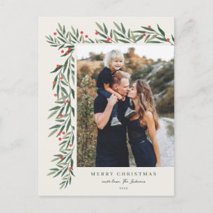Cartes Pour Fêtes Annuelles Vert d'hiver Ivoire Photo Noël