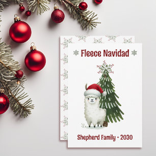 Cartes Pour Fêtes Annuelles Vert et Rouge Alpaca Fleece Navidad