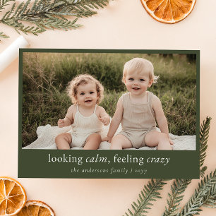 Cartes Pour Fêtes Annuelles Vert minimaliste Funny Photo de famille de Noël