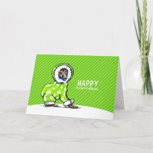 Cartes Pour Fêtes Annuelles Vert moderne de Noël de Snowsuit de lévrier