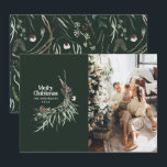 Cartes Pour Fêtes Annuelles Vert moderne élégante aquarelle botanique rustique<br><div class="desc">Vert moderne élégante aquarelle rustique séchée botanique floral teintes muettes carte de Noël.</div>