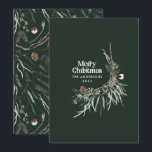 Cartes Pour Fêtes Annuelles Vert moderne élégante aquarelle botanique rustique<br><div class="desc">Vert foncé moderne élégante aquarelle rustique séchée couleur botanique floral muté couleur carte de Noël.</div>